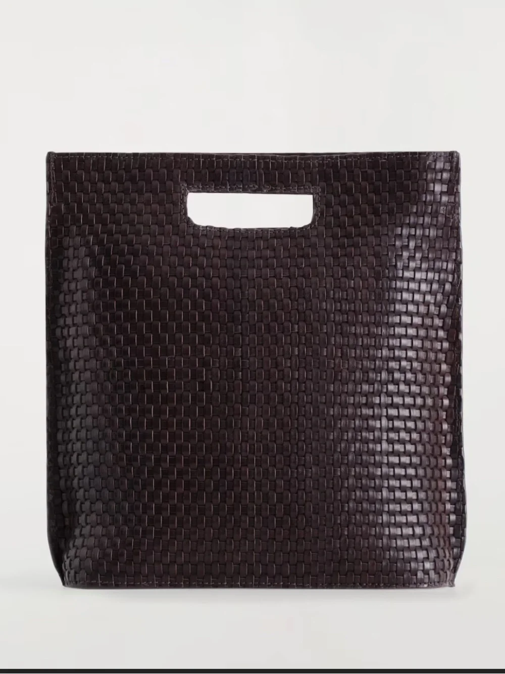 COS Dark Brown FOLIO HAND-WOVEN BAG - LEATHER